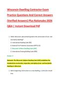 Wisconsin Dwelling Contractor Exam &NewLine;Practice Questions And Correct Answers &NewLine;&lpar;Verified Answers&rpar; Plus Rationales 2026 &NewLine;Q&A &vert; Instant Download Pdf