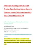 Wisconsin Dwelling Contractor Exam &NewLine;Practice Questions And Correct Answers &NewLine;&lpar;Verified Answers&rpar; Plus Rationales 2026 &NewLine;Q&A &vert; Instant Download Pdf