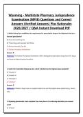 Wyoming - Multistate Pharmacy Jurisprudence Examination &lpar;MPJE&rpar; Questions and Correct Answers &lpar;Verified Answers&rpar; Plus Rationales 2026&sol;2027 &sol; Q&A Instant Download Pdf