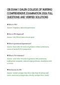 OB EXAM 1 GALEN COLLEGE OF NURSING&NewLine;COMPREHENSIVE EXAMINATION 2026 FULL&NewLine;QUESTIONS AND VERIFIED SOLUTIONS