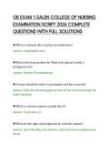 OB EXAM 1 GALEN COLLEGE OF NURSING&NewLine;EXAMINATION SCRIPT 2026 COMPLETE&NewLine;QUESTIONS WITH FULL SOLUTIONS&NewLine;
