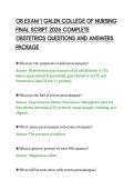 OB EXAM 1 GALEN COLLEGE OF NURSING&NewLine;FINAL SCRIPT 2026 COMPLETE&NewLine;OBSTETRICS QUESTIONS AND ANSWERS&NewLine;PACKAGE&NewLine;