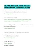 OB FINAL HESI EXAM SCRIPT PRACTICE&NewLine;QUESTIONS AND CORRECT SOLUTIONS