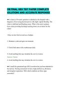OB FINAL HESI TEST PAPER COMPLETE&NewLine;SOLUTIONS AND ACCURATE RESPONSES&NewLine;