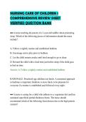 NURSING CARE OF CHILDREN 1&NewLine;COMPREHENSIVE REVIEW SHEET&NewLine;VERIFIED QUESTION BANK