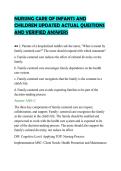 NURSING CARE OF INFANTS AND&NewLine;CHILDREN UPDATED ACTUAL QUESTIONS&NewLine;AND VERIFIED ANSWERS&NewLine;