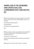 NURSING CARE OF THE CHILDBEARING&NewLine;FAMILY REVIEW EXAM 5 2026&NewLine;COMPREHENSIVE STUDY GUIDE PRACTICE&NewLine;SET