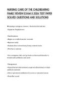 NURSING CARE OF THE CHILDBEARING&NewLine;FAMILY REVIEW EXAM 5 2026 TEST PAPER&NewLine;SOLVED QUESTIONS AND SOLUTIONS&NewLine;