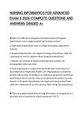 NURSING INFORMATICS FOR ADVANCED&NewLine;EXAM 5 2026 COMPLETE QUESTIONS AND&NewLine;ANSWERS GRADED A&plus;