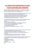 ATI PREDICTOR COMPREHENSIVE EXAM&NewLine;STUDY QUESTIONS AND ANSWERS&NewLine;