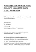 NURSING RESEARCH IN CANADA ACTUAL&NewLine;EXAM PAPER 2026 QUESTIONS WITH&NewLine;SOLUTIONS GRADED A&plus;