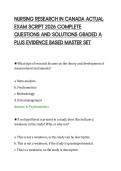 NURSING RESEARCH IN CANADA ACTUAL&NewLine;EXAM SCRIPT 2026 COMPLETE&NewLine;QUESTIONS AND SOLUTIONS GRADED A&NewLine;PLUS EVIDENCE BASED MASTER SET&NewLine;