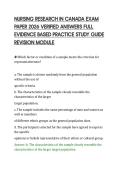 NURSING RESEARCH IN CANADA EXAM&NewLine;PAPER 2026 VERIFIED ANSWERS FULL&NewLine;EVIDENCE BASED PRACTICE STUDY GUIDE&NewLine;REVISION MODULE