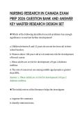 NURSING RESEARCH IN CANADA EXAM&NewLine;PREP 2026 QUESTION BANK AND ANSWER&NewLine;KEY MASTER RESEARCH DESIGN SET&NewLine;