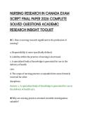 NURSING RESEARCH IN CANADA EXAM&NewLine;SCRIPT FINAL PAPER 2026 COMPLETE&NewLine;SOLVED QUESTIONS ACADEMIC&NewLine;RESEARCH INSIGHT TOOLKIT