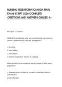 NURSING RESEARCH IN CANADA FINAL&NewLine;EXAM SCRIPT 2026 COMPLETE&NewLine;QUESTIONS AND ANSWERS GRADED A&plus;