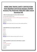 WORK ZONE TRAFFIC SAFETY CERTIFICATION Exam Questions and Correct Answers &lpar;Verified Answers&rpar; Plus Rationales 2026&sol;2027 Q&A Instant Download Pdf&period;