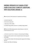 NURSING RESEARCH IN CANADA STUDY&NewLine;GUIDE EXAM 2026 COMPLETE QUESTIONS&NewLine;WITH SOLUTIONS GRADED A&plus;