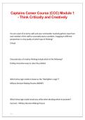 Captains Career Course &lpar;CCC&rpar; Module 1&colon; Think Critically & Creatively &vert; Study Guide&comma; Practice Questions&comma; Answers & Exam Review 2026&sol;2027