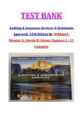 Test Bank for Auditing & Assurance Services&colon; A Systematic Approach 12TH Edition by William F&period; Messier &comma; Steven M&period; Glover ISBN  978-1265019624