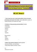 NR 547 Week 4 Differential Diagnosis in Psychiatric-Mental Health &NewLine;across the Lifespan Practicum - Chamberlain  