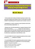 NR 547 Week 2 Differential Diagnosis in Psychiatric-Mental Health &NewLine;across the Lifespan Practicum - Chamberlain 