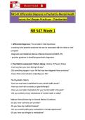 NR 547 Week 1 Differential Diagnosis in Psychiatric-Mental Health &NewLine;across the Lifespan Practicum - Chamberlain 