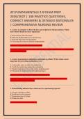 ATI FUNDAMENTALS 2&period;0 EXAM PREP 2026&sol;2027 &vert; 100 PRACTICE QUESTIONS&comma; CORRECT ANSWERS & DETAILED RATIONALES &vert; COMPREHENSIVE NURSING REVIEW