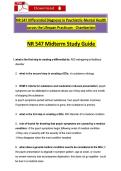 NR 547 Midterm Study Guide Differential Diagnosis in Psychiatric-Mental Health across the Lifespan Practicum - Chamberlain  &NewLine;