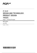 A-Level Design and Technology Product Design 7552&sol;1 Paper 1 Technical Principles Mark Scheme June 2024