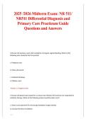 NR 511 Midterm Exam &vert; Differential Diagnosis & Primary Care Practicum Guide Questions and Answers