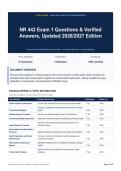 NR 442 Exam 1 Questions & Verified Answers&comma; Updated 2026&sol;2027 Edition
