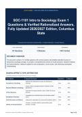 SOC-1101 Intro to Sociology Exam 1 Questions & Verified Rationalized Answers&comma; Fully Updated 2026&sol;2027 Edition&comma; Columbus State