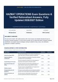 HAZMAT OPERATIONS Exam Questions & Verified Rationalized Answers&comma; Fully Updated 2026&sol;2027 Edition