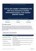 TCFP & GFD HAZMAT AWARENESS OPS TEST Exam Questions & Verified Rationalized Answers&comma; Fully Updated 2026&sol;2027 Edition