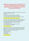 Family Nurse Practitioner ANCC Certification Newest Exam Prep Test Bank with 250 most recent exam questions and correct verified answers&sol; ANCC FNP exam Prep Latest 2026-2027 