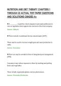 NUTRITION AND DIET THERAPY CHAPTERS 1&NewLine;THROUGH 22 ACTUAL TEST PAPER QUESTIONS&NewLine;AND SOLUTIONS GRADED A&plus;