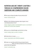 NUTRITION AND DIET THERAPY CHAPTERS 1&NewLine;THROUGH 22 COMPREHENSIVE SOLVED&NewLine;QUESTIONS AND COMPLETE ANSWERS&NewLine;
