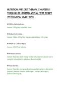 NUTRITION AND DIET THERAPY CHAPTERS 1&NewLine;THROUGH 22 UPDATED ACTUAL TEST SCRIPT&NewLine;WITH SOLVED QUESTIONS