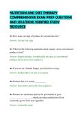 NUTRITION AND DIET THERAPY&NewLine;COMPREHENSIVE EXAM PREP QUESTIONS&NewLine;AND SOLUTIONS VERIFIED STUDY&NewLine;RESOURCE&NewLine;