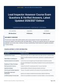 Lead Inspector Assessor Course Exam Questions & Verified Answers&comma; Latest Updated 2026&sol;2027 Edition