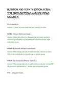 NUTRITION AND YOU 4TH EDITION ACTUAL&NewLine;TEST PAPER QUESTIONS AND SOLUTIONS&NewLine;GRADED A&plus;&NewLine;