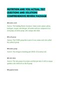 NUTRITION AND YOU ACTUAL TEST&NewLine;QUESTIONS AND SOLUTIONS&NewLine;COMPREHENSIVE REVIEW PACKAGE&NewLine;