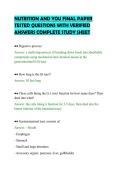 NUTRITION AND YOU FINAL PAPER&NewLine;TESTED QUESTIONS WITH VERIFIED&NewLine;ANSWERS COMPLETE STUDY SHEET