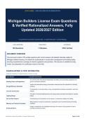 Michigan Builders License Exam Questions & Verified Rationalized Answers&comma; Fully Updated 2026&sol;2027 Edition &lpar;1&rpar;