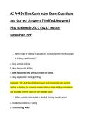 AZ A-4 Drilling Contractor Exam Questions &NewLine;and Correct Answers &lpar;Verified Answers&rpar; &NewLine;Plus Rationale 2027 Q&A&vert; Instant &NewLine;Download Pdf 