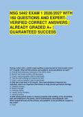 NSG 5442 EXAM 1 2026&sol;2027 WITH &NewLine;160 QUESTIONS AND EXPERT&NewLine;VERIFIED CORRECT ANSWERS &vert; &NewLine;ALREADY GRADED A&plus; &vert; &NewLine;GUARANTEED SUCCESS