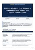 California Real Estate Exam Questions & Verified Rationalized Answers&comma; Fully Updated 2026&sol;2027 Edition