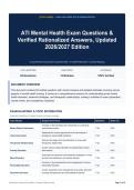 ATI Mental Health Exam Questions & Verified Rationalized Answers&comma; Updated 2026&sol;2027 Edition