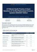 ATI Mental Health Practice A Exam Questions & Verified Rationalized Answers&comma; Updated 2026&sol;2027 Edition
